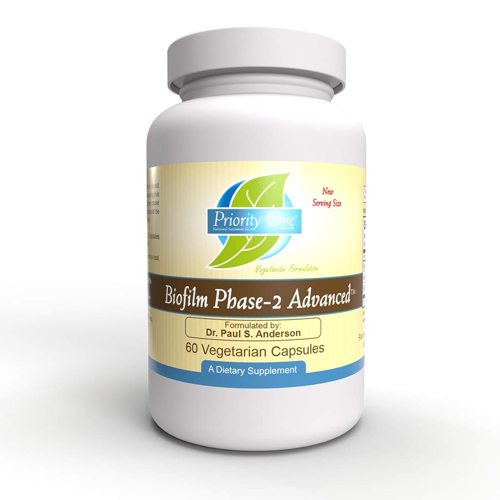 Priorité 1 Vitamines Biofilm Phase-2 Avancé 60 Capsules végétariennes Exclusivement formulé par : Paul S. Anderson - Perturbation des biofilms avancés*