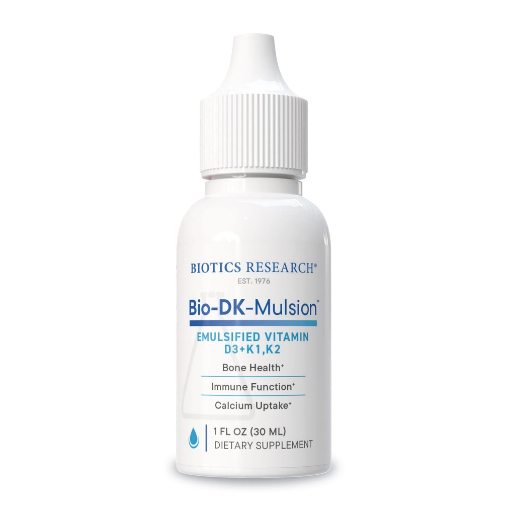 Biotics Research Bio-DK-MulsionTM–Emulgiertes flüssiges Vitamin D und K, D3 Tropfen 125 mcg & Vitamin K (K1, K2) 300 mcg MK-7–Unterstützung stärkerer Knochen, Musculoskeletal Strength, Healthy Heart & BMI 1 fl oz