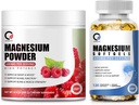 Magnesium Glycinate 400mg Weichgele & 680mg Magnesium Glycinat Komplexes Pulver für Kalm, Nacht & Muskelunterstützung - Vegan, Non GMO