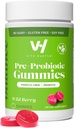 VitaHustle Pre + Probiotic Gummies, Vegan, Gut Gesundheit, Verdauung, Bloating, Relief, Immununterstützung, Niedrigzucker, Pflanzenbasiert, Non GMO, Berry Flavor, 50 Count