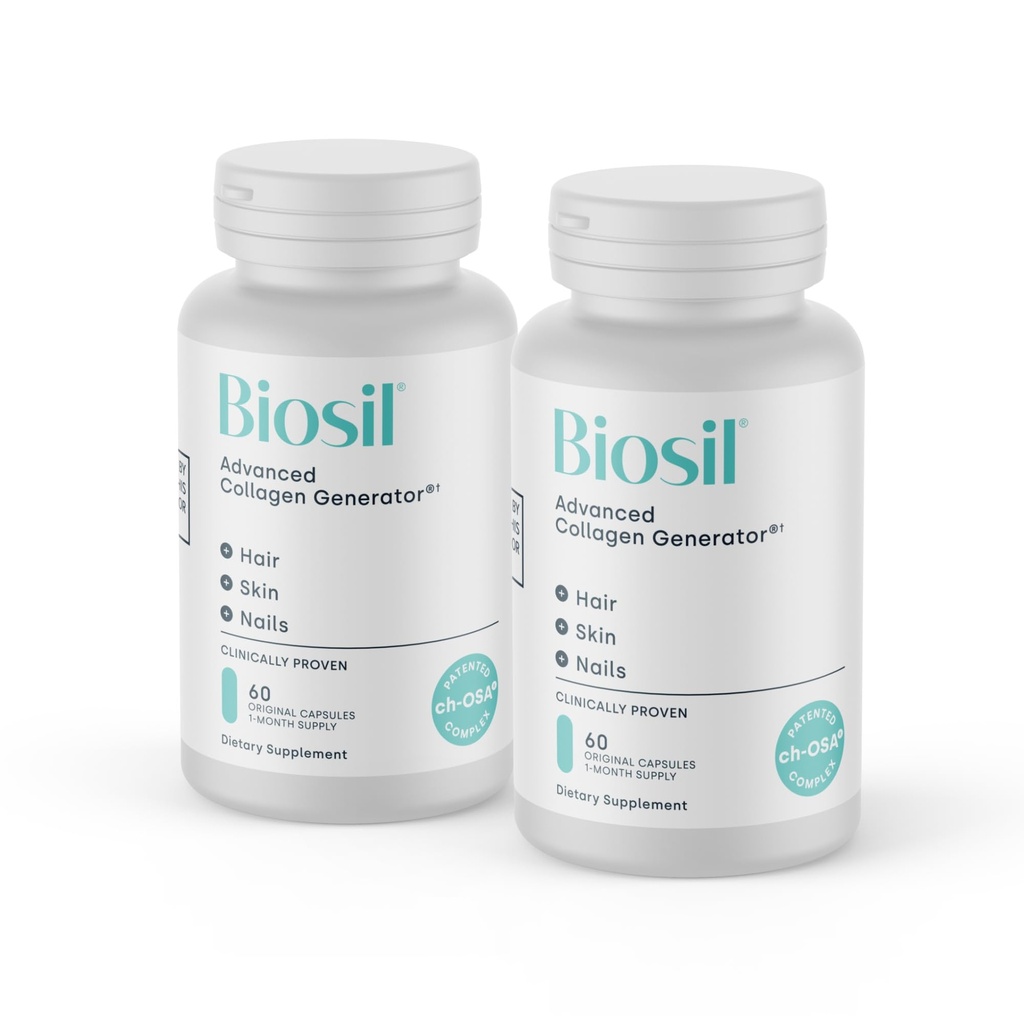 Supplément de rappel de collagène biosil - 60 capsules originales, boîte de 2 - Activateur ch-OSA breveté pour la peau, les cheveux, les ongles et les articulations - supporte la production naturelle - 60 jours d'approvisionnement