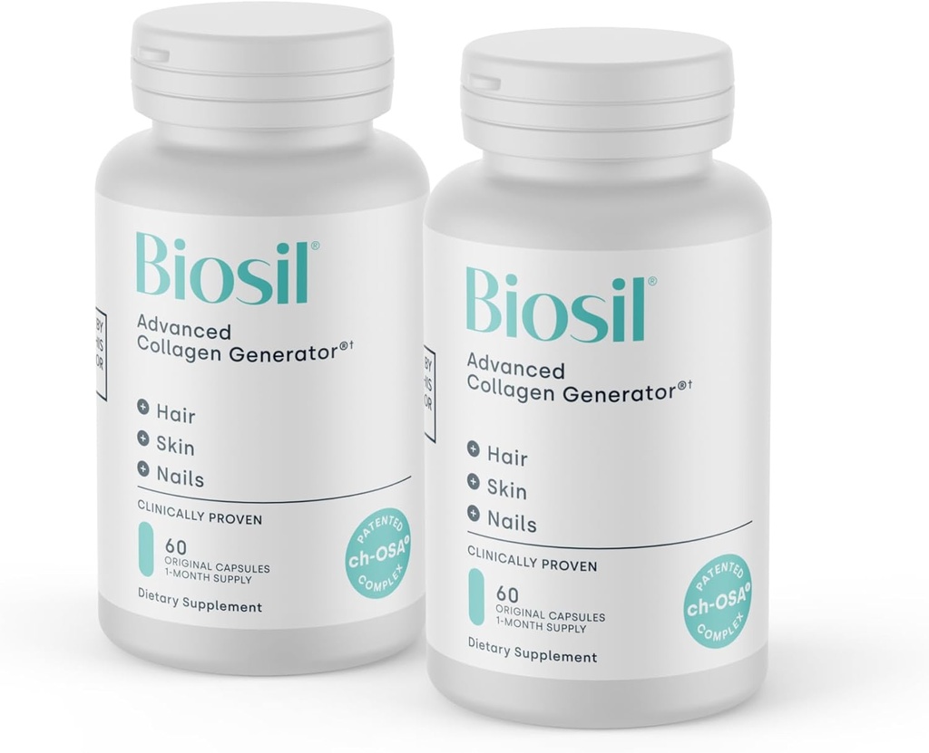Supplément de rappel de collagène biosil - 60 capsules originales, boîte de 2 - Activateur ch-OSA breveté pour la peau, les cheveux, les ongles et les articulations - supporte la production naturelle - 60 jours d'approvisionnement