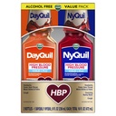 VICKS DayQuil & NyQuil High Blood Pressure Cold & Flu Relief Liquid Medicine Co-pack, puissant multi-symptômes Daytime & Nighttime Relief pour les symptômes du rhume, de la toux et de la grippe, sans sucre et sans alcool, 2x8oz