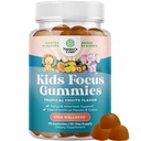 Kinder Focus Gummis - Nootropics Brain-Supplement für Kinder mit Grüner Tee-Extrakt, B6 & B12 Vitamine für Gedächtnis und Gehirn-Fokus - Kräuterkonzentrationskäse für Kinder - 90 Zähler