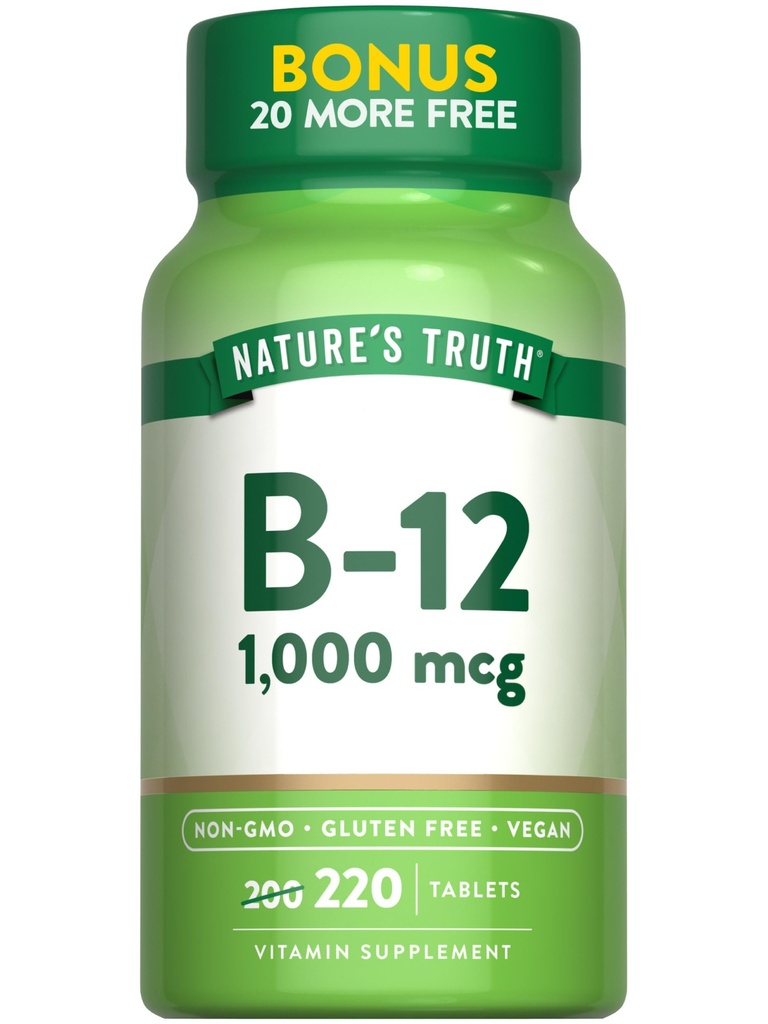 Nature's Truth Vitamin B12 Tabletten | 1000 mcg | 220 Count | Vegan, Non-GMO & Gluten Kostenlose Ergänzung