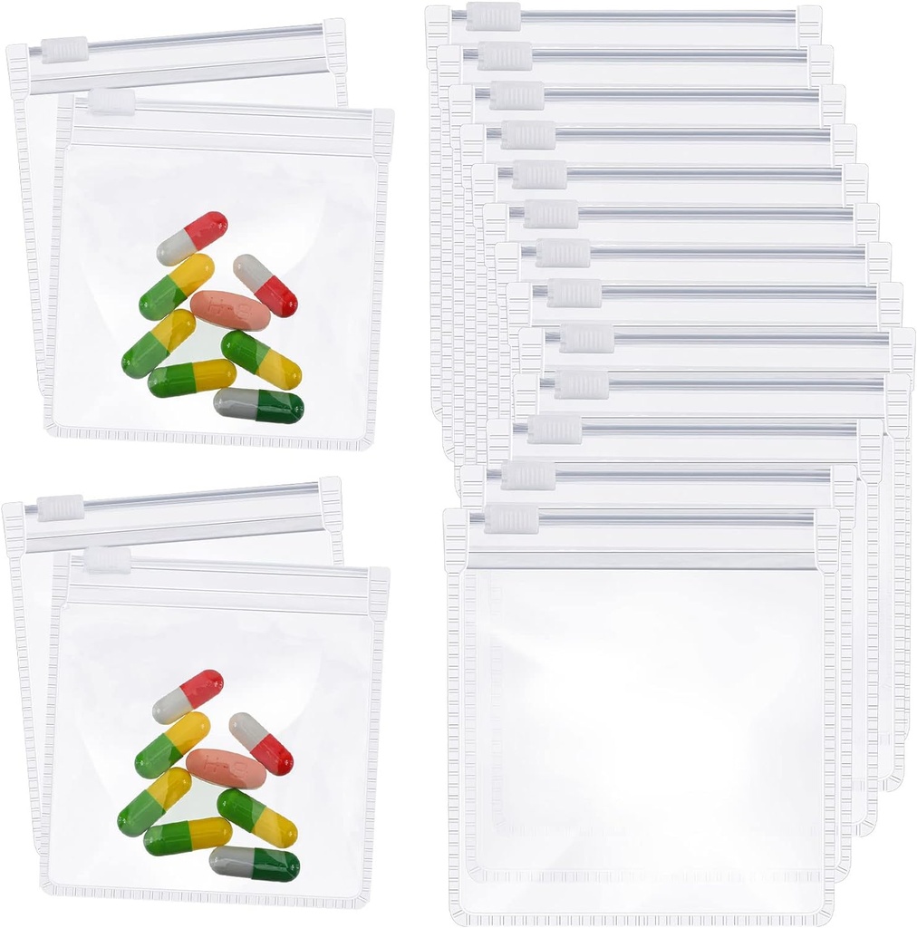Zonon Pill Pouch Taschen Zippered wiederverwendbare Pillen Baggies Clear Plastic Bags Selbstversiegelung Reisemedizin Organizer Speicher mit Slide Lock für Cod Liver Öl, und Small Items(12 Stück)