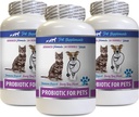 Cats Bad Breath Home Remède - PROBIOTICS pour les animaux de compagnie - Chiens Cats - Mauvais gaz et breath Treats - Advanced Immune Boost - chat Supore digestive - 3 bouteilles (180 Treats)