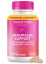 Pink Stork Ménopause Support pour les femmes - Flash chaud, l'humeur, le sommeil, le poids, le cortisol et l'équilibre hormonal - Vegan, Estrogen-Free Periménopause Relief - Ashwagandha, Maca - 60 Capsules