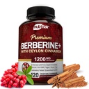 NutriFlair Premium Berberine HCL 1200mg, 120 Kapseln - Plus Pure True Ceylon Cinnamon, Berberine HCI Root Supplements Pillen - Immunsystem - liefert eine Optimale 8% HCl
