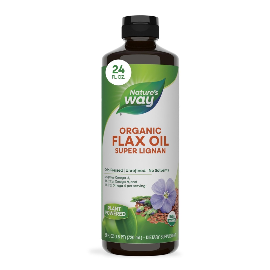 Nature's Way Bio Flax Öl Super Lignan, kalt-gepresst, und unraffiert, 24 Fl Oz