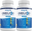 Triple Strength Pharmaceutical Grade Fish Oil 2750mg - Vitamin D3 50mcg - 1500mg EPA - 680mg DHA - Herz - Cholesterol - LDL - HDL - No Burps or Heartburn - High Concentration - 90 Portionen