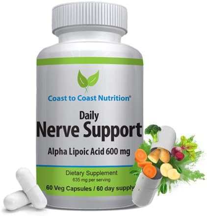 Support Nerve - Relief Nerve avancé avec acide alpha lipoïque 650 mg - Vitamines Nerve pour soulager les mains, les jambes et les pieds - 60 capsules / 30 jours d'approvisionnement