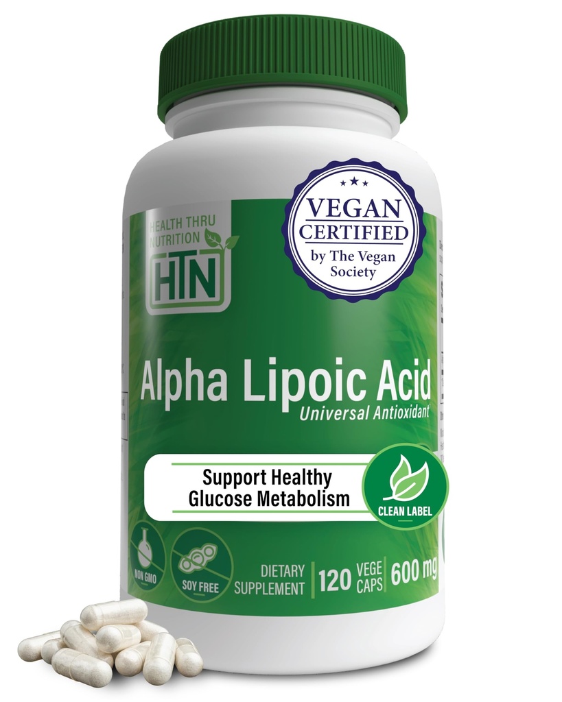Santé Thru Nutrition Alpha Acide lipoïque 600mg 120 portions Certifié Vegan.