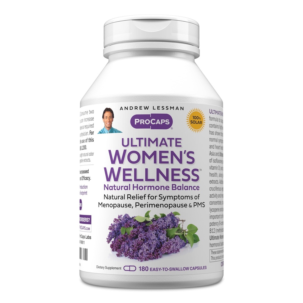 ANDREW LESSMAN Ultimate Womens Wellness 180 Capsules - Soulage naturellement les symptômes de la ménopause, PMS, Periménopause avec des isoflavones de soja, EGCG, Cranberry, Indole-3-Carbinol. Capsules faciles à avaler
