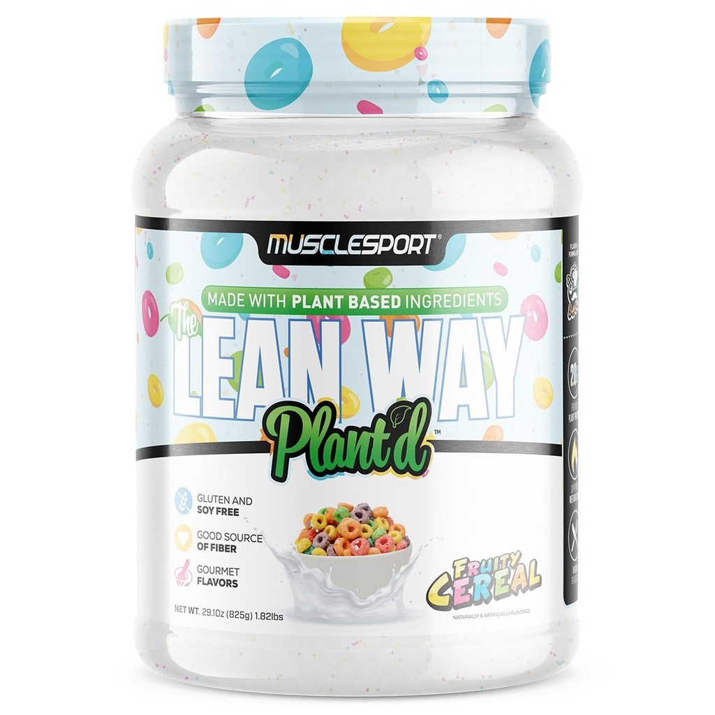 Musclesport Lean Way Plant Protein - Pea Protein und Brown Rice Protein Blend, mit hinzugefügt CLA, MCT und L-Carnitin - 20 Portionen (Fruity Cereal)