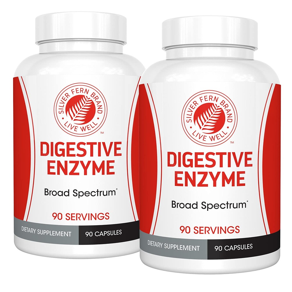 Silver Fern Brand Ultimate High Potency Digestive Enzym Supplement - 2 Flaschen - 100% Darmbezug - Verdauungskomfort - Verbesserung der Lebensmittelverträglichkeit