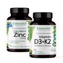 EMERALD LABS Vitamin D3+K2 (60 Caps) & Zink 25mg (90 Caps) - Knochengesundheit, Herzunterstützung, Immununterstützung, Verdauungsgesundheit, oxidative Stressunterstützung - Glutenfrei