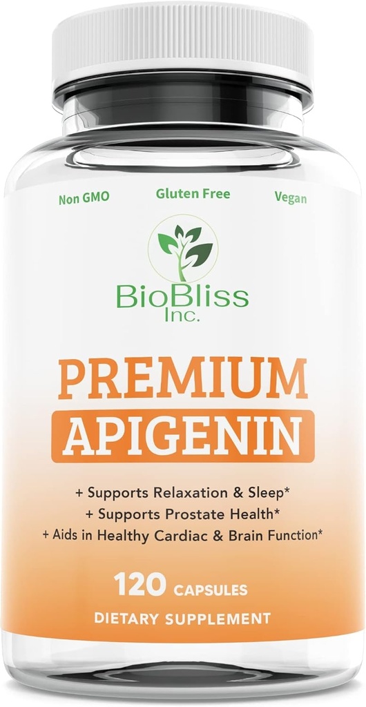 Apigenin-Ergänzung– 50mg 120 Caps, 4 Monate Supply-Potent Bioflavonoid & Antioxidant.*Schlafhilfe für Entspannung, Prostata Gesundheit &amp; Mehr* Non-GMO -Gluten Free- Vegan