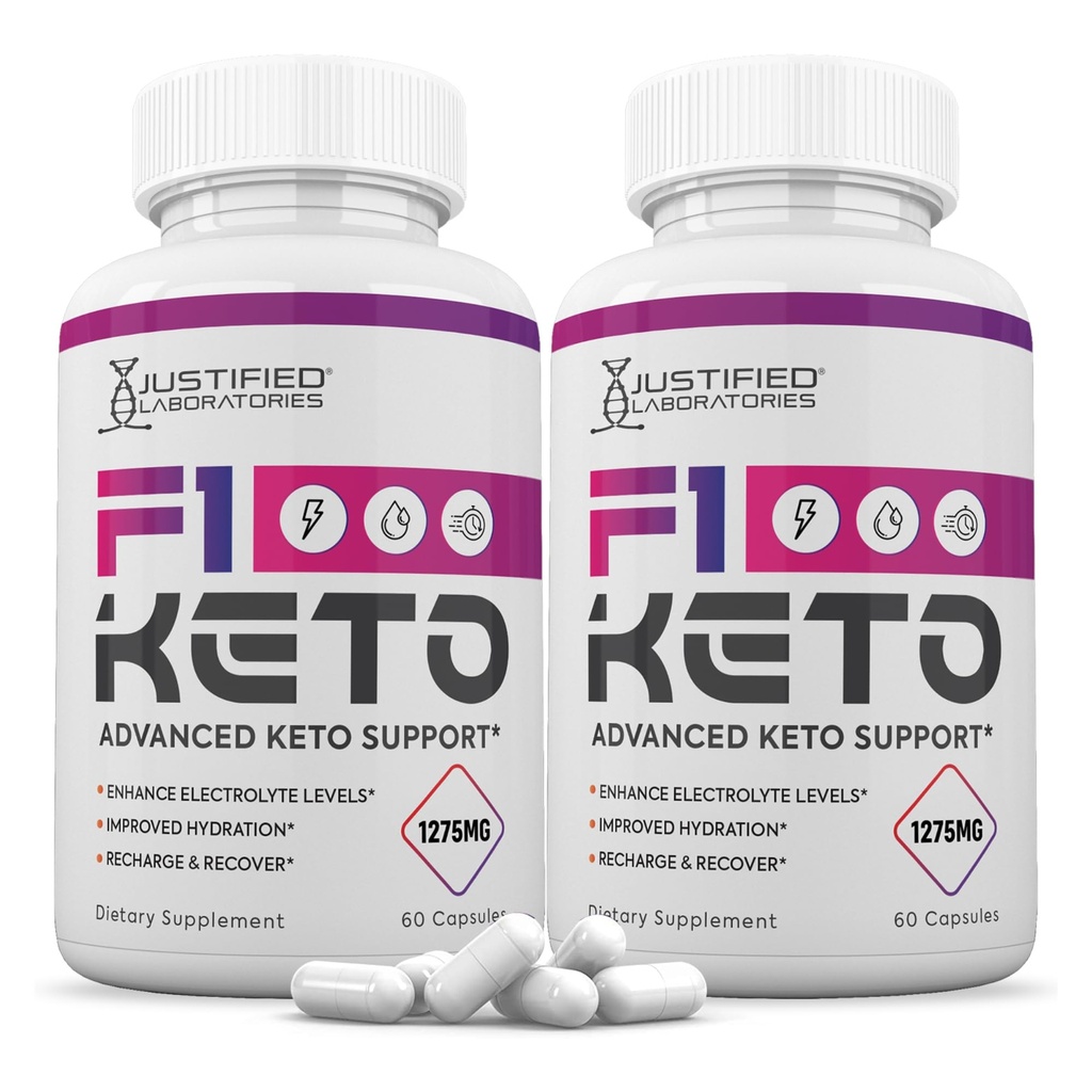 Gerechtigte Laboratorien (2 Pack F1 Keto Pillen 1275MG Neu & Verbesserte Formel Enthält Apple Cider Essig Extra Virgin Olivenöl Pulver Grüner Tee Blatt 120 Kapseln