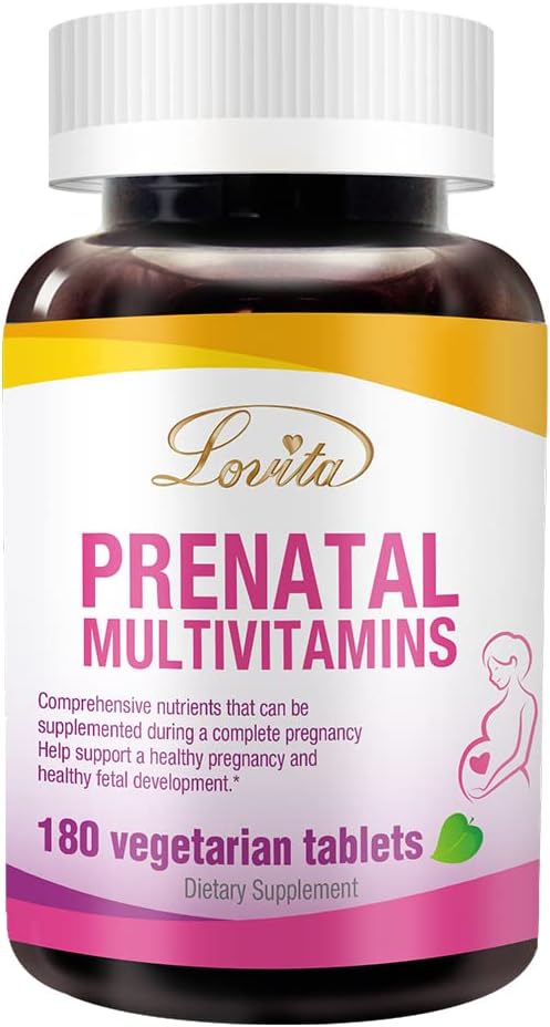 Lovita Prenatal Multivitamins - Umfassende Nährstoffunterstützung für Vor, Während und Nach-Pregnancy - 180 vegetarische Tabletten