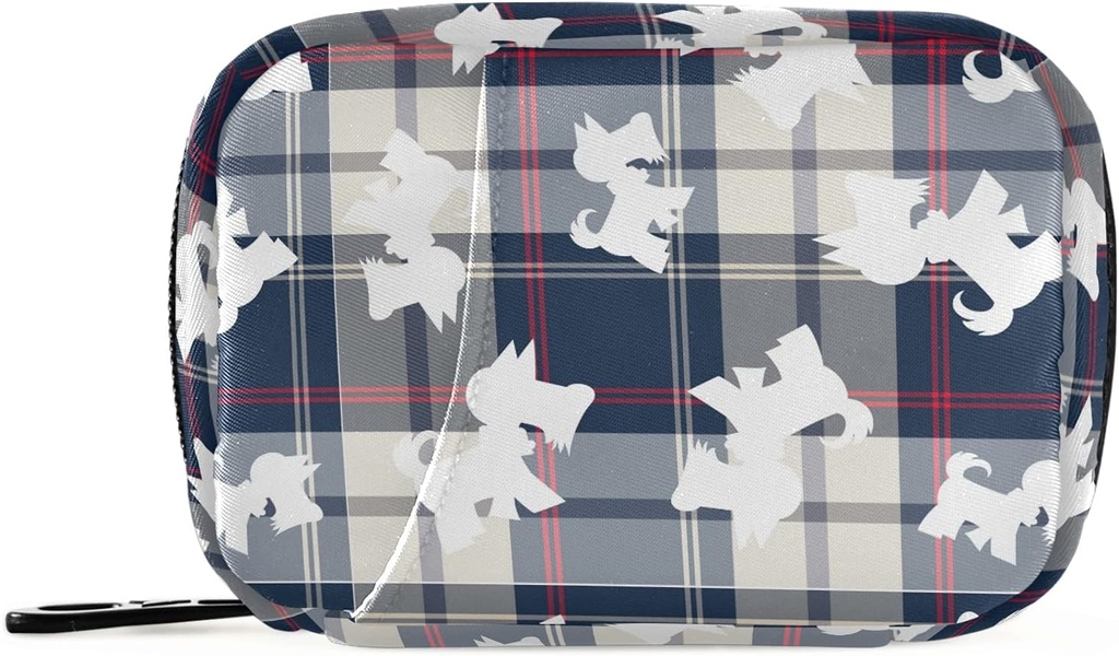 Plaid schottischen Hund Pille Box 7 Tage Pille Fall Reisen Pille Organizer Tasche mit Reißverschluss Portable Weekly Case Compact Größe für Vitamin Supplement Halter