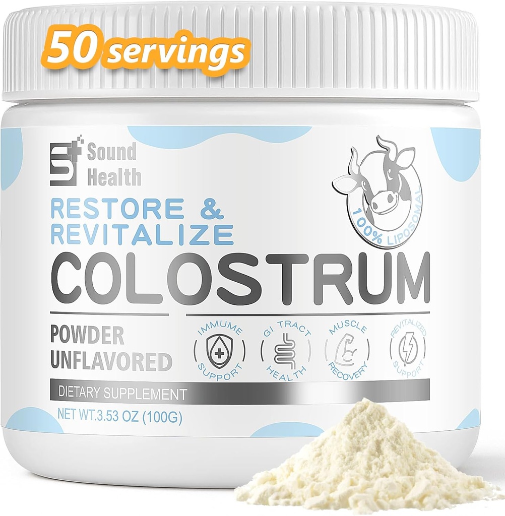 Supplément de colostrum pour les humains - Supplément de colostrum biologique pour la santé de Gut, et soutien immunitaire - Sans aromatisation (73 portions)