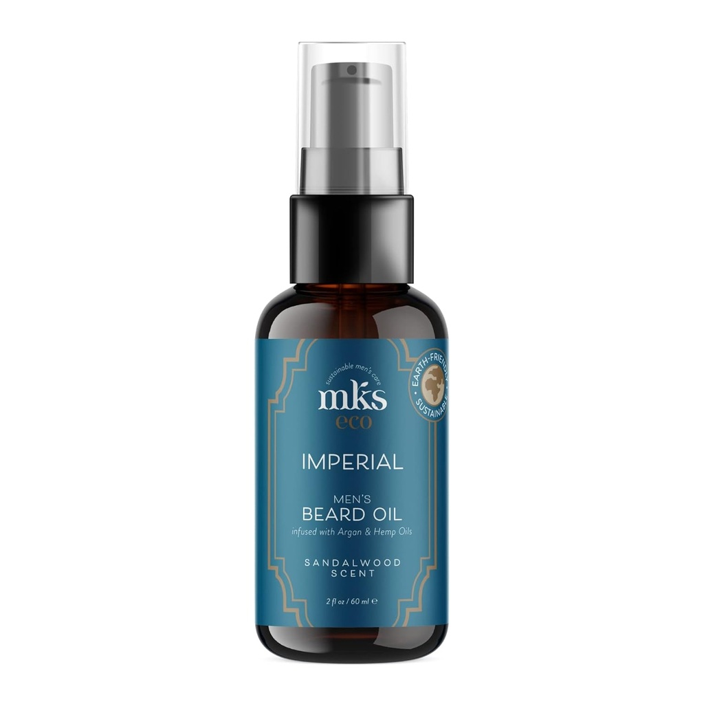 MKS eco for Men Imperial Beard Oil, Sandalwood Duft - 2 fl oz - Beruhigt & Controls Gesichtshaar, fügt Glanz, Moisturizes Haut - Mit Hanf Seed Oil & Argan Öl - Vegan, Cruelty Free
