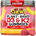 Center-Filled Vitamin D3 K2 Gummi - Kinder, Jugendliche & Erwachsene - Ergänzung für gesunde Zähne, Knochen, Energie & Immunität - 5000 IU D3, 120 mcg K2(MK-7), 120 mg Calcium - Vegan & Non-GMO - 120 Count
