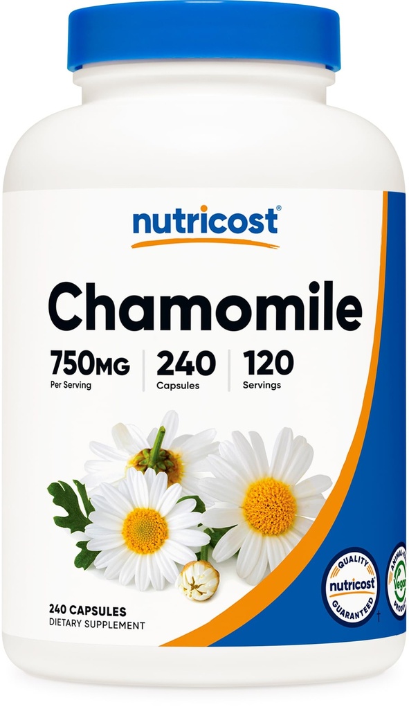 Nutricost Chamomile 750mg, 240 Vegetarische Kapseln, 120 Portionen - Non-GMO, Glutenfrei