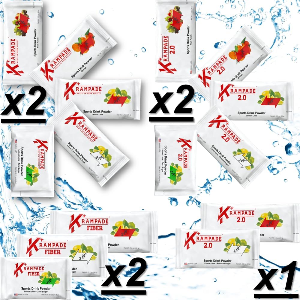 Krampade Elektrolyte Pulver Kalium-Ergänzung - 2000 mg K+, >2X Mehr als Coconut Water | Cramp Relief und Prävention | Hydration Pulver-Packets