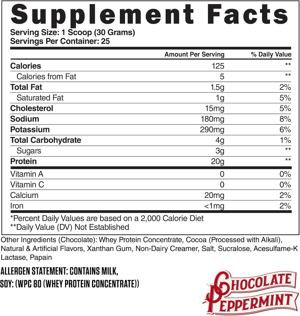 Stahl Ergänzungen Whey-Pro | 100% reine Whey Protein Pulver für Männer und Frauen | Schokolade Pfefferminz | Muskelaufbau & Lean Muskel Erholung | Glutenfrei | 1,65 lbs | BCAA 5g | Non-GMO | 25 Servietten