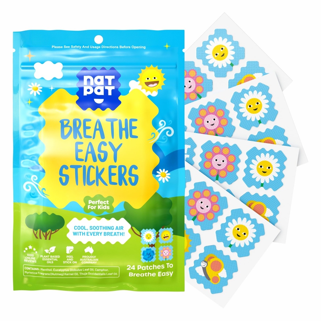 NATPAT Atem Easy Stickers - Stuffy Patch für Kinder und Erwachsene - All-Natural Kalt und Allergy Relief für Stau, Chemikalien und Drogenfrei - BuzzPatch Natural Patch (24 Pack)