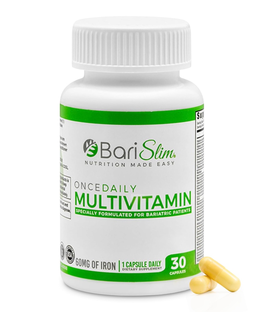 BariSlim Einmal täglich Bariatric Multivitamin Kapsel - 60mg Eisen - Bariatric Vitamin & Beilage für Postchirurgie inklusive Magen Bypass & Magenhülle | 30 Tage Versorgung