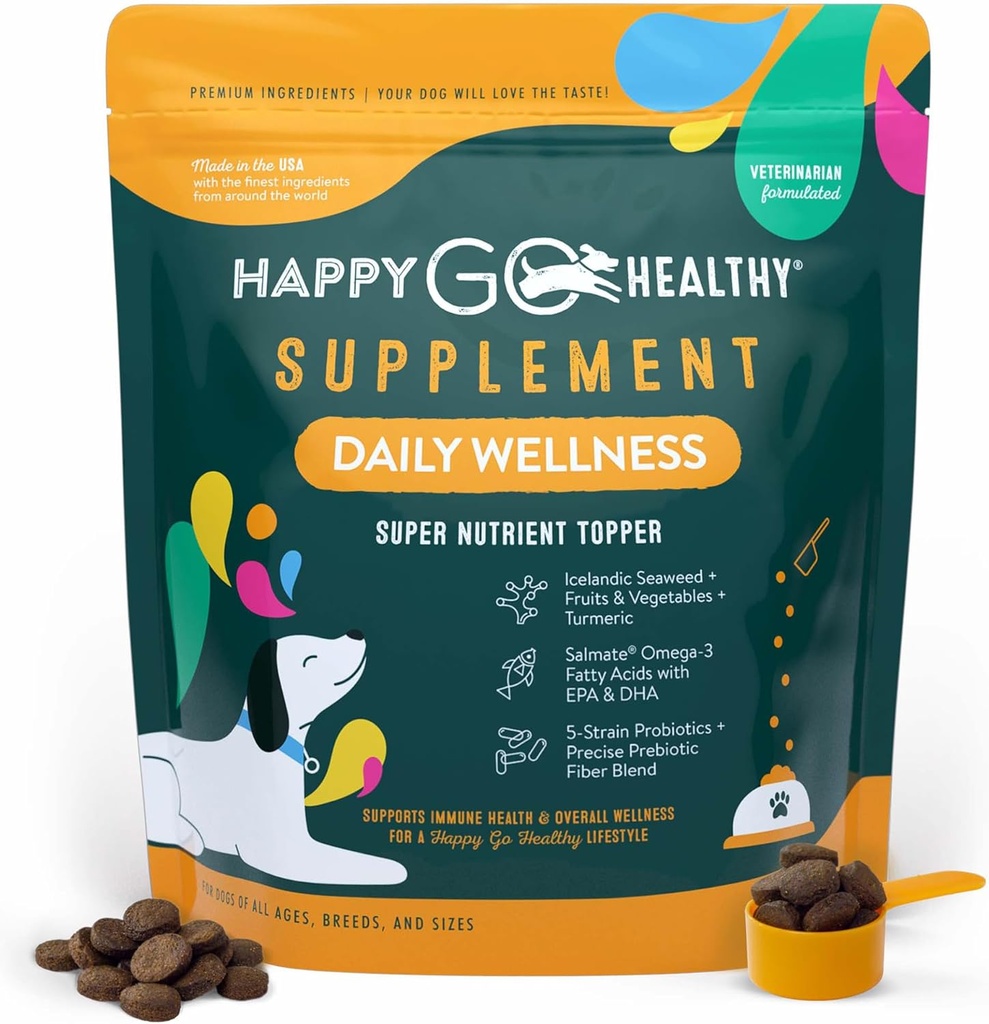 Tägliche Wellness-Ergänzungen für Hunde | Probiotic & Prebiotic Benefits mit Fischöl & Seaweed, um Ihren Hund zu halten, den ganzen Tag lang | Alle Rassen und Größen | 120 Zähler