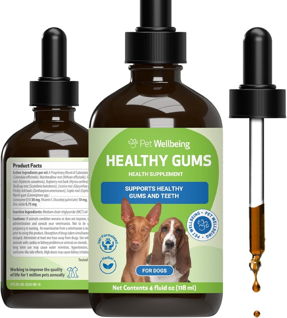 Pet Wellbeing Gesunde Gums für Hunde - Gums & Dental Health, Oral Care, Gesunder Atem, Coenzym Q10, Zinkoxid, Calendula, Marshmallow Root - Veterinär-Formulierte ganzheitliche topische 4 Unze (118 ml)