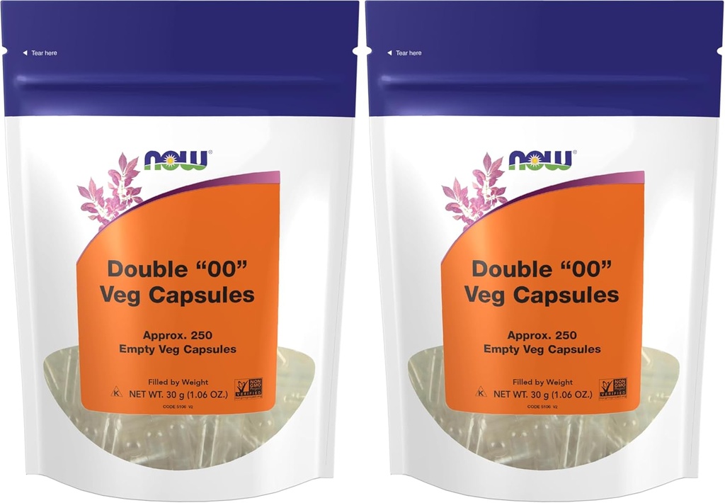 JETZT Ergänzungen, Leere vegetarische Kapseln, Doppel 00", Gefüllt durch Gewicht, Non-GMO Projekt Verified, 250 Veg Kapseln (Pack von 2)