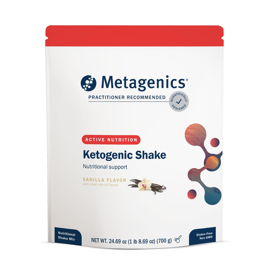 Métagène Shake kétogénique - Secouement protéinique kétogénique - 25 vitamines et minéraux - avec biotine, calcium, fer et manganèse - Non-OGM et sans gluten - Vanille - 14 portions