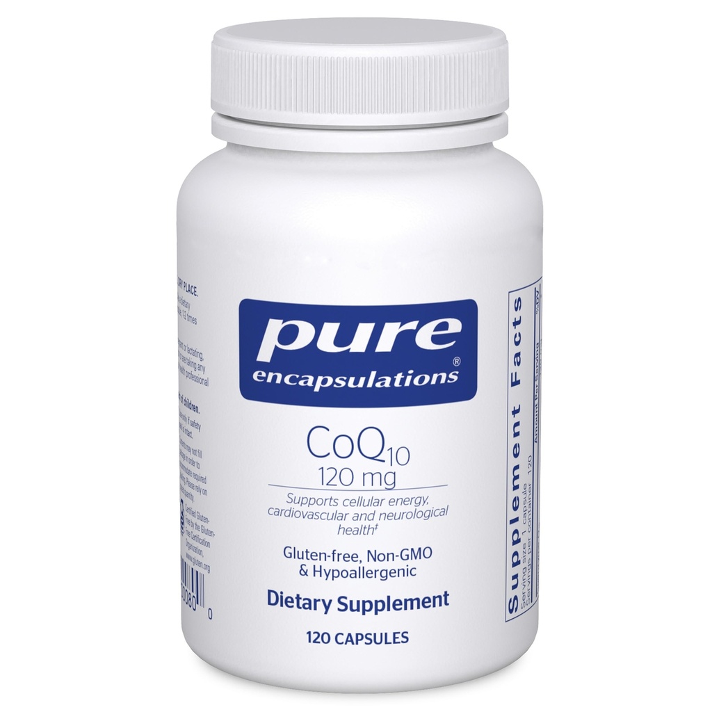 Encapsulations pures CoQ10 120 mg - Coenzyme Q10 Supplément pour la santé cardiaque, l'énergie, les antioxydants, le cerveau et la mémoire Santé - Santé cellulaire, cognition et soutien cardiovasculaire* - 120 capsules