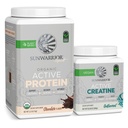 Sunwarrior Creatine Powder & Vanilla Active Organic Protein Powder Set (60 portions non aromatisées, 20 portions de chocolat)