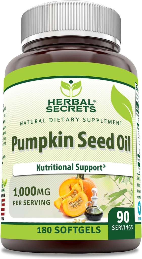 Herbal Secrets Kürbis Seed Oil 1000 Mg Supplement | 180 Softgels | Non-GMO | Gluten Free | Made in USA