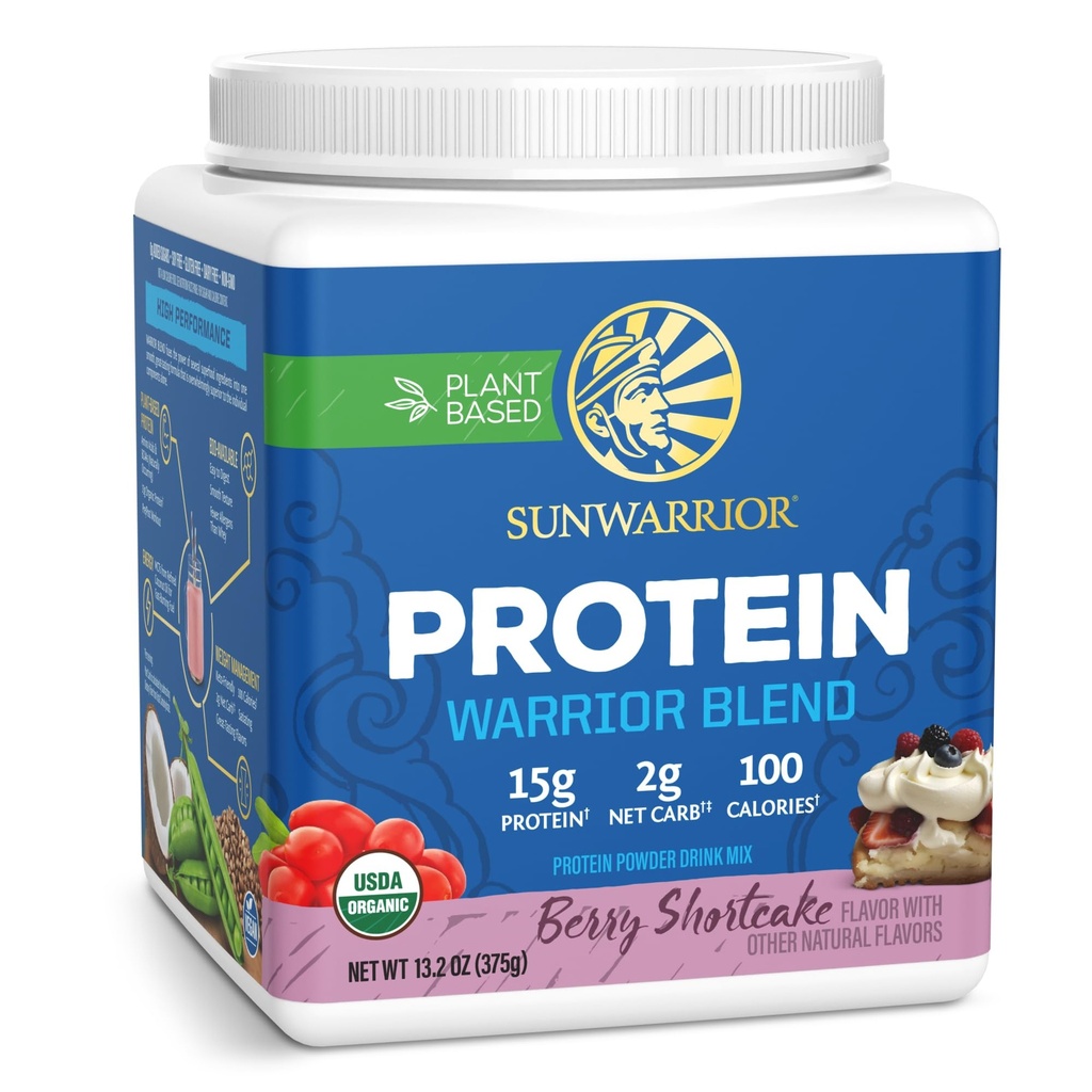 Vegane Protein-Pulver mit BCAA | Organic Hemp Seed Protein Gluten Free Non-GMO Dairy Free Soy Sugar Free Low Carb Plant Based Protein Powder | Berry 15 SRV 375 G | Warrior Mischung von Sunwarrior