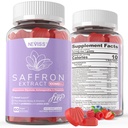 Saffron Supplements Gummies 100mg - 100% Pure Saffron Extract With Magnesium Glycinate, L-Theanine, Turmeric, Ashwagandha, Honey & Vitamin B Complex for Mood & Power, Antioxidant, Vitality - 120 Count