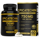 Extrait d'épicatéchine 750mg par portion - (60 Capsules) - Supports Lean Muscle, Oxyde Nitrique, Inhibiteur de Myostétine, Stamine, Endurance, Pompe et Gains - Supplément non OGM et végétalien - (60 Compte)