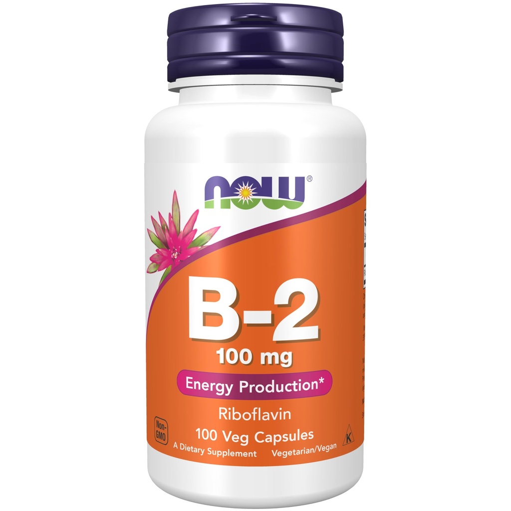 MAINTENANT Aliments suppléments, vitamine B-2 (Riboflavine) 100 mg, production d'énergie*, 100 gélules