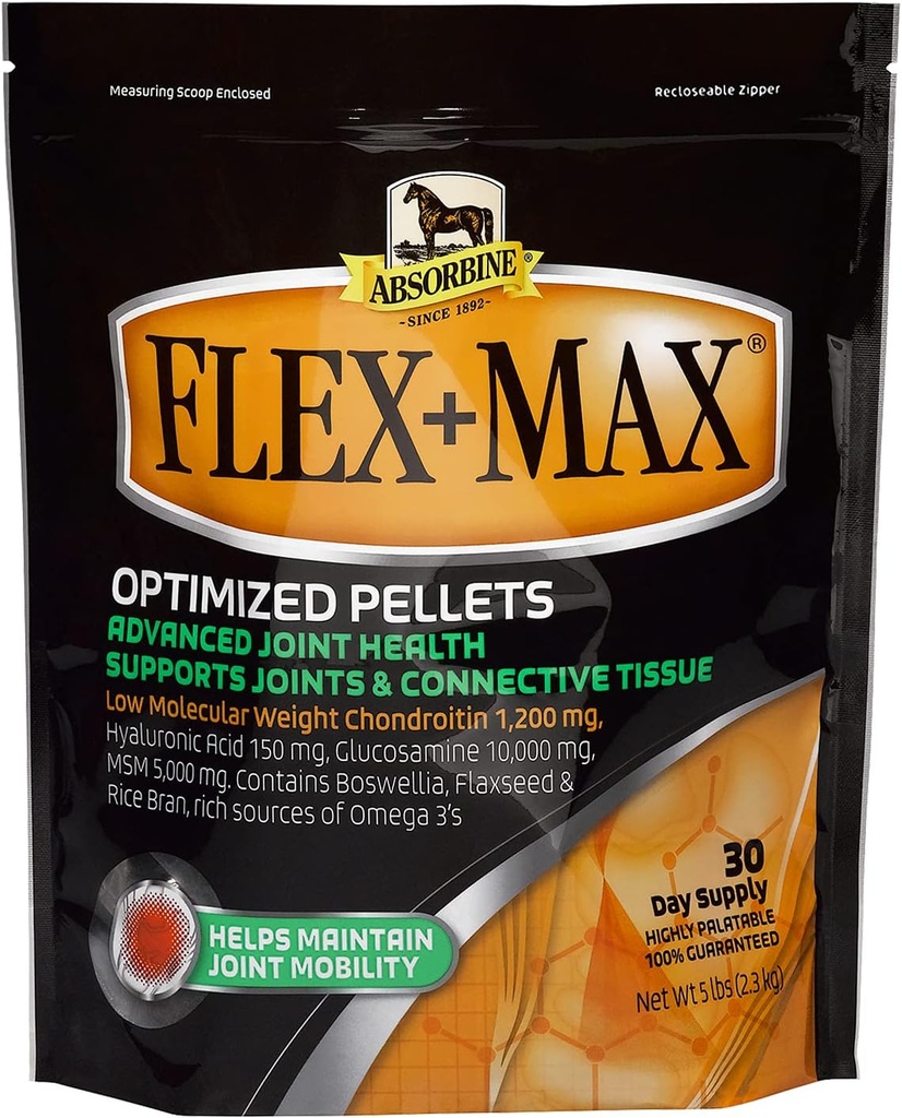 Absorbine Flex+Max Pferde Joint Supplement Pellets, Hochglanz, Umfassende Equin Formel mit Glucosamin, MSM, Chondroitin & Flaxseed, 5lb Tasche / 30 Tage Versorgung