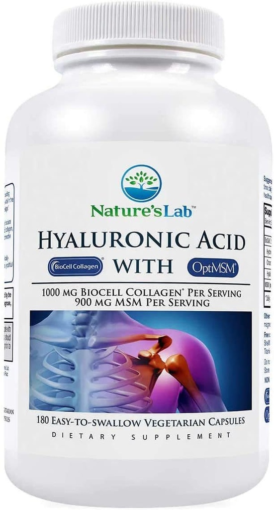 Nature's Lab Hyaluronsäure mit BioCell Collagen, 180 vegetarische Kapseln