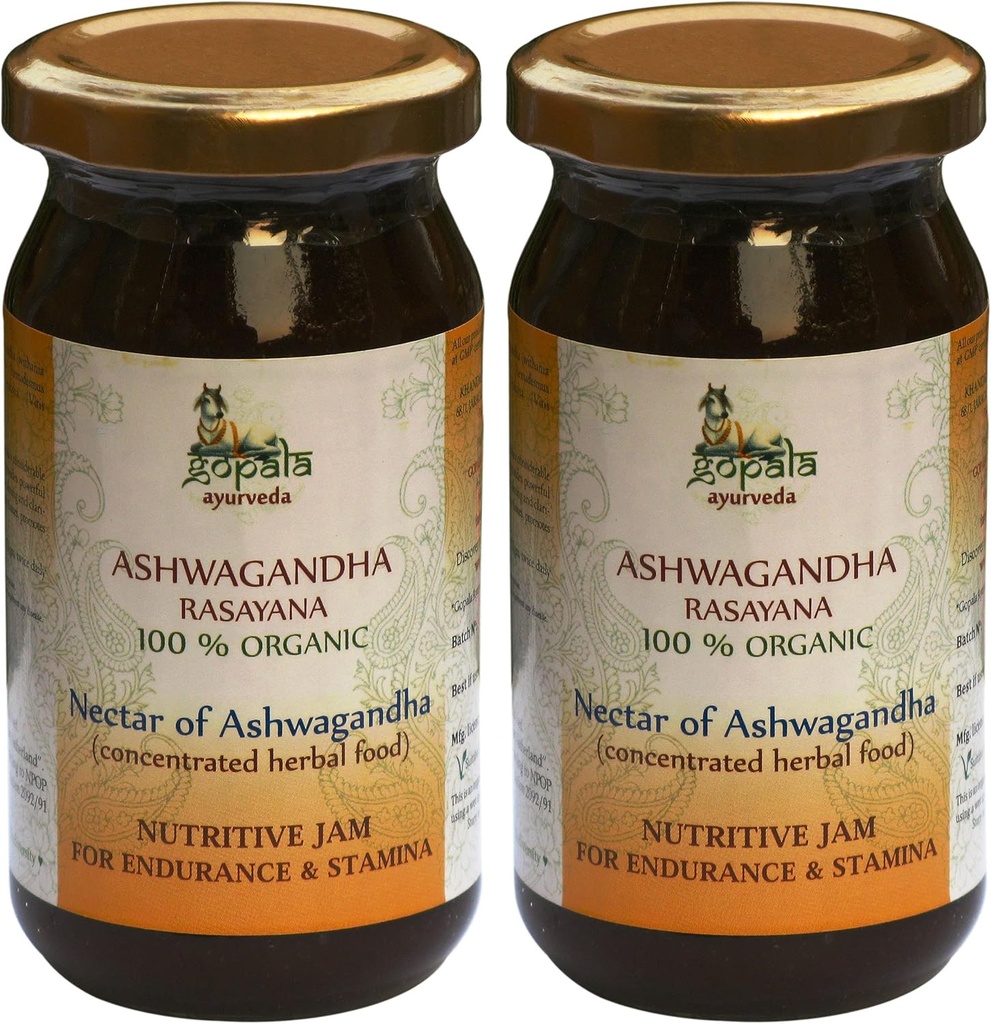 Gopala Ayurveda Ashwagandha Rasayana 250g - Ayurvedische Kräuter-Jam Hergestellt mit 100% USDA Certified Organic Herbs (Pack mit 2)