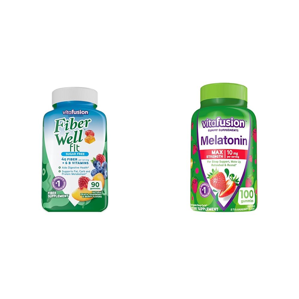 Vitafusion Fiber Well Fit Gummis 90 Count und Max Strength Melatonin Gummis 100 Count