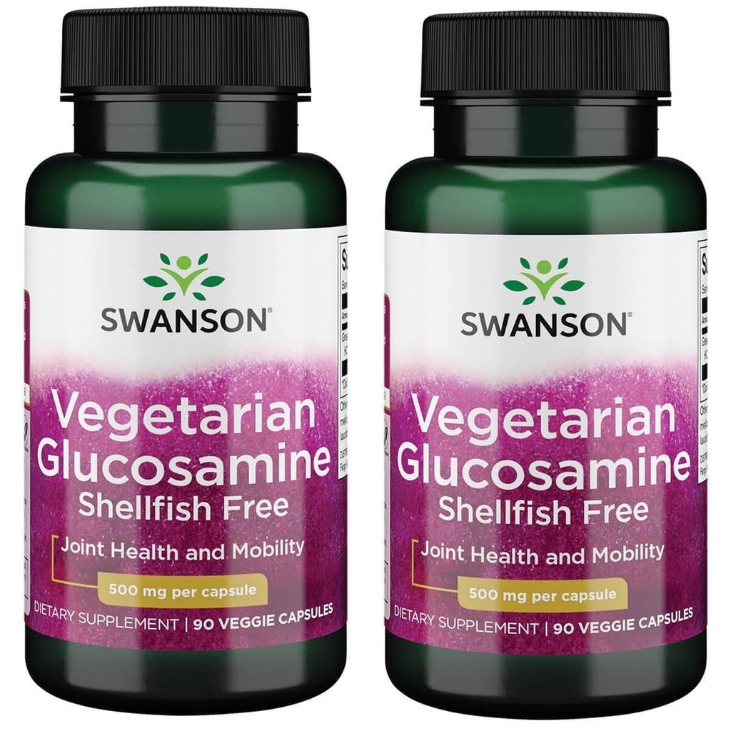 Swanson Vegetarische Glucosamine - Muscheln Free 500 Milligramme 90 Veg Kapseln (2 Packung)