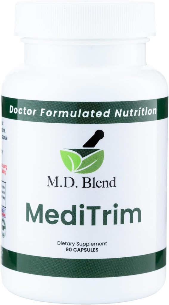 M.D. MediTrim - Supplément d'énergie, de satiété et de physique d'expert - Balance du système lisse - Haricot vert, Thé vert, vinaigre de cidre de pomme, Hibiscus - 90 capsules